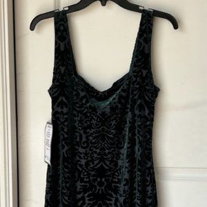 Dark Green Jump Apparel velour-like pattern Dress